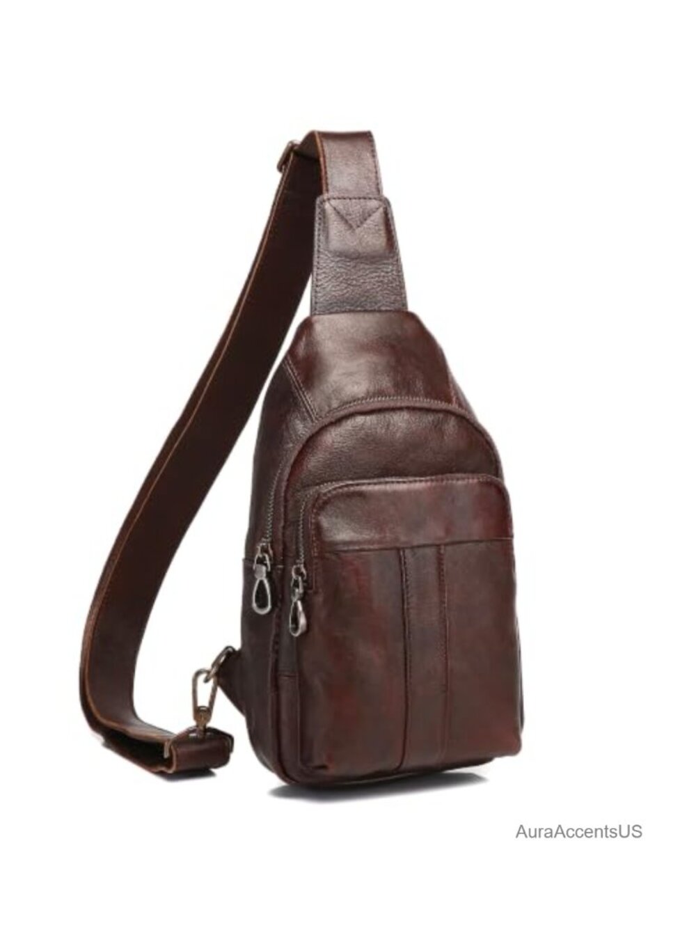 Genuine Leather Sling Bag Crossbody Unisex Retro Adjustable Strap